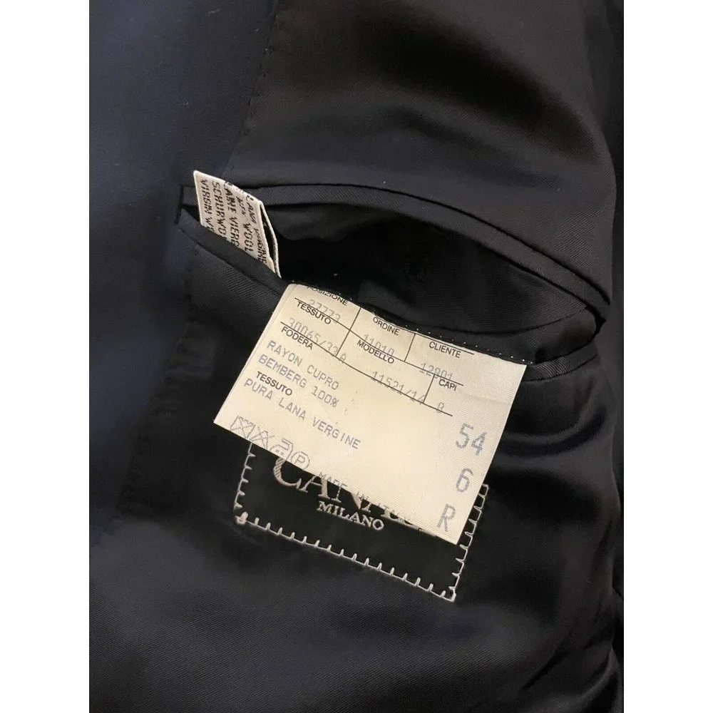 CANALI Vintage Super 100's Loro Piana Wool DB Peak Suit in‎ Navy Size 44 R